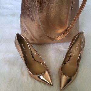 Rose gold heels & purse
